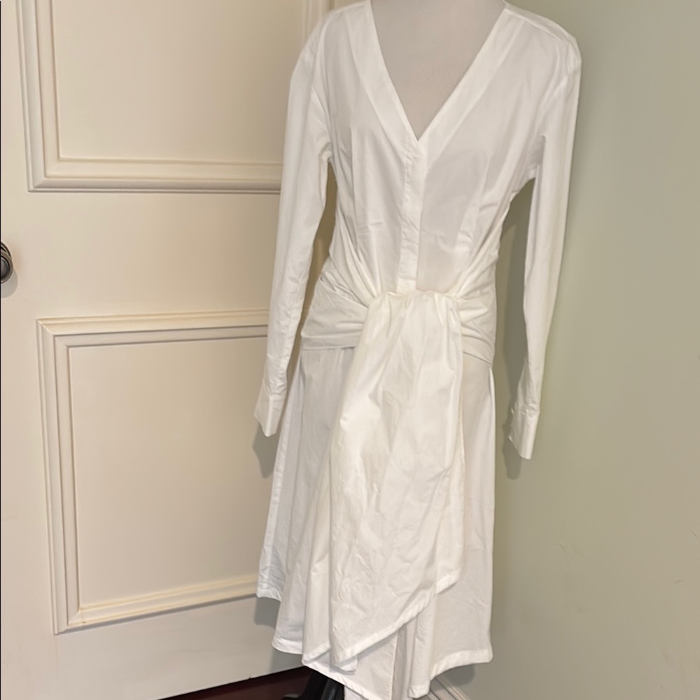 Rebecca Taylor White Long-Sleeve Tie-Waist Wrap Dress
